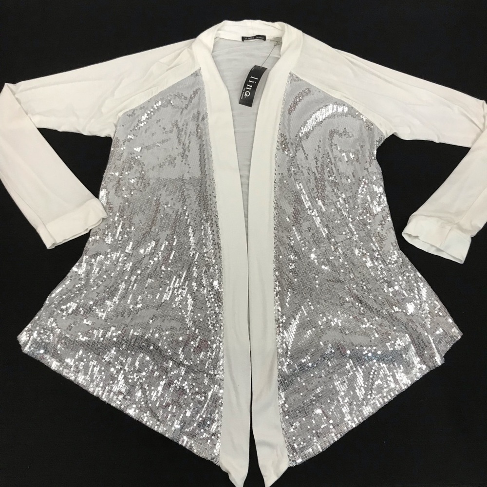 Linq Silver Sequin Cardigan Wrap Medium